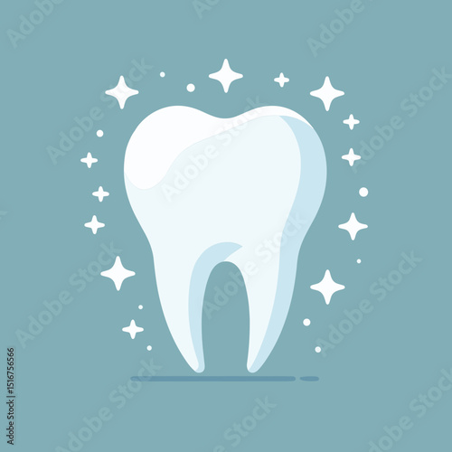Vector illustration of a shiny tooth symbolizing dental health and hygiene