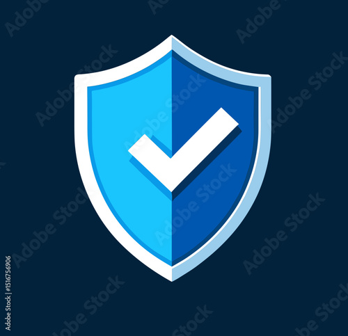 Shield with a check mark vector illustration representing security and protection