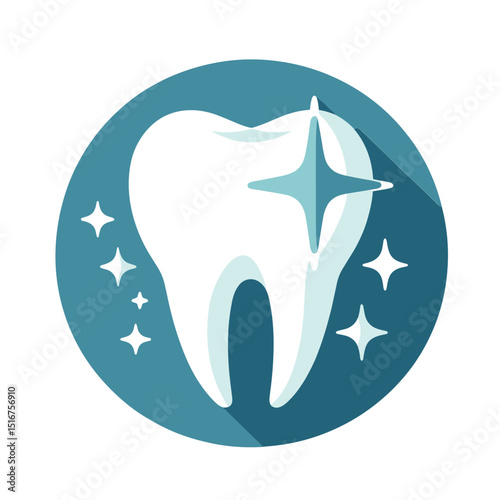 Sparkling tooth vector illustration representing dental health and oral hygiene