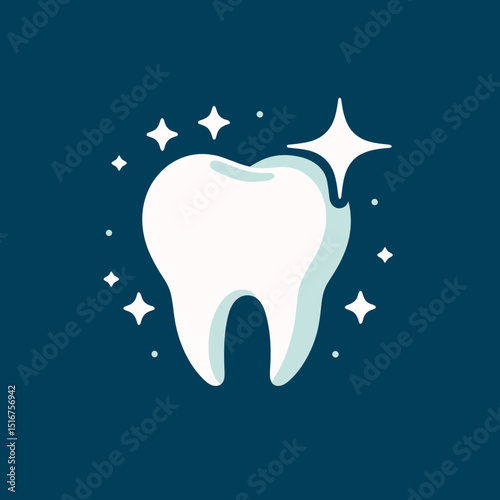 Bright and shiny tooth vector illustration representing dental health and oral care