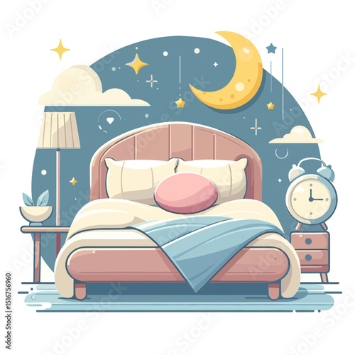 Cozy bedroom vector illustration representing comfort and relaxation