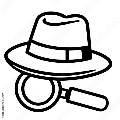 Creative sketch of a hat and glasses illustration in black and white for fashion concept