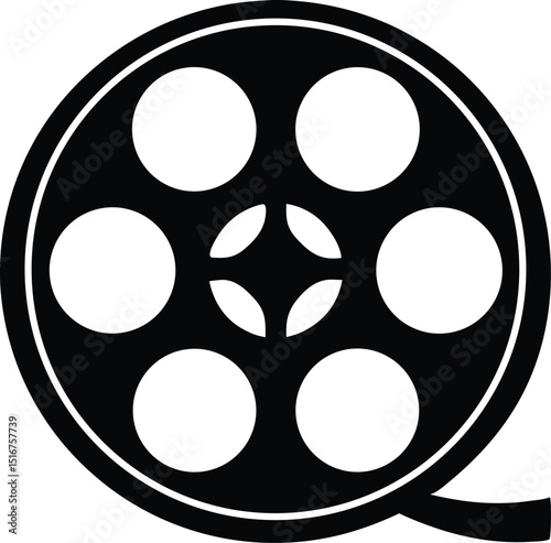 film reel icon on metal internet button