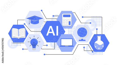Artificial Intelligence and Education Icons Set 1