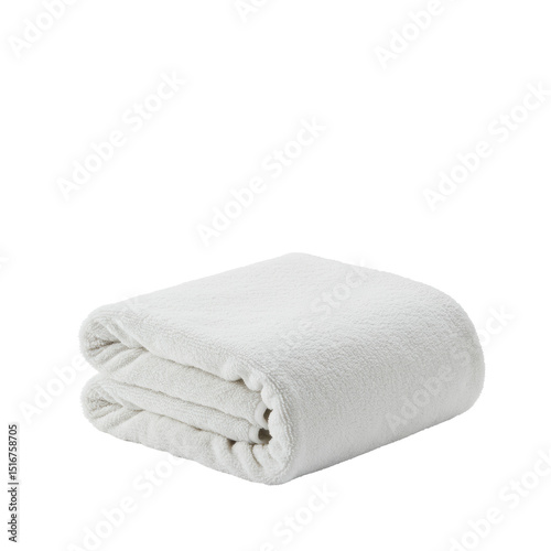 Ultra realistic UHD photo of a soft white microfiber hair towel wrap, pristine and 3/4 view, standalone with clear contours on an isolated plain background, perfect for clean product display