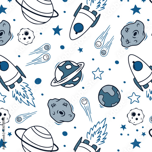 Space seamless pattern print design. Vector illustration design for fashion fabrics, textile graphics, prints.