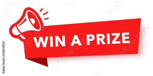 Megaphone with win a prizes speech bubble. Loudspeaker. Banner for business, marketing and advertising. Vector illustration.