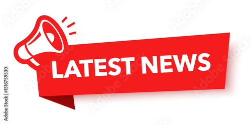 Megaphone with latest news speech bubble. Loudspeaker. Banner for business, marketing and advertising. Vector illustration