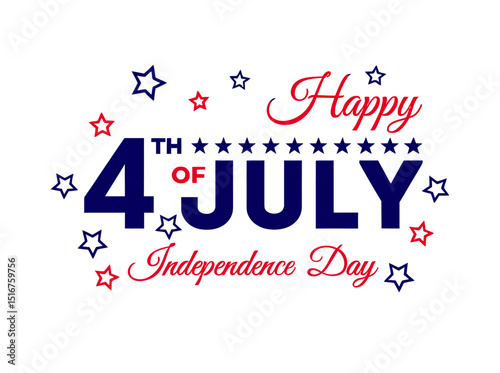 Happy fourth of july text with stars and independence day message on a white background design image