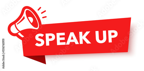 Megaphone with speak up speech bubble. Loudspeaker. Banner for business, marketing and advertising. Vector illustration.