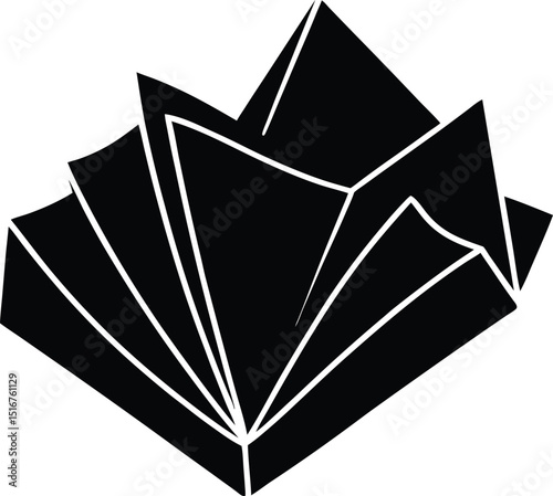 Folded Pocket Square Icon: A sophisticated graphic representation of a folded pocket square, ideal for fashion, style, and elegance-themed projects.  The minimalist design exudes class and refinement.