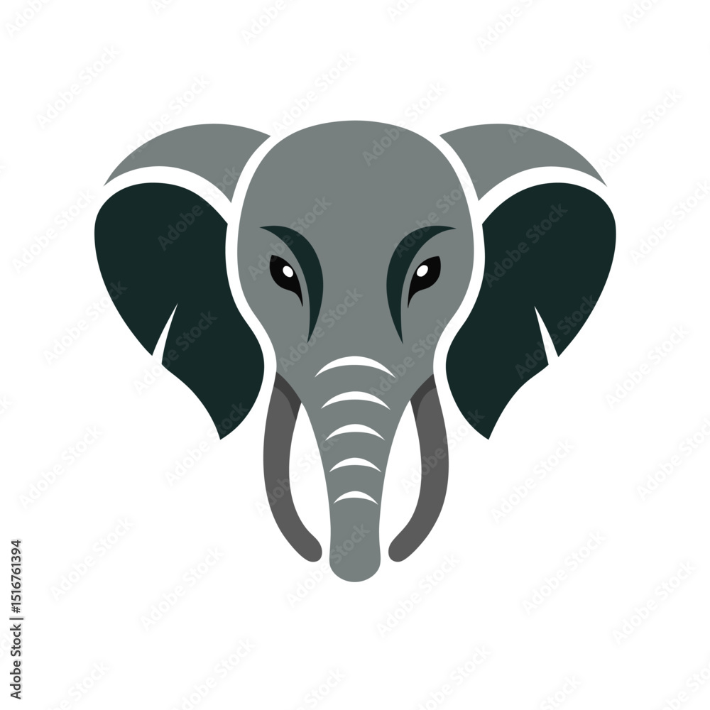 Elephant head on white background Elephant head on white background