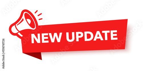 Megaphone with new update speech bubble. Loudspeaker. Banner for business, marketing and advertising. Vector illustration.