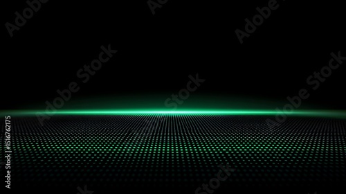 Abstract glowing green dots on black background
