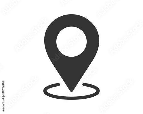 Simple location pointer icon, flat design, useful for mapping, navigation, or indicating a point of interest. Modern, clean vector graphic.