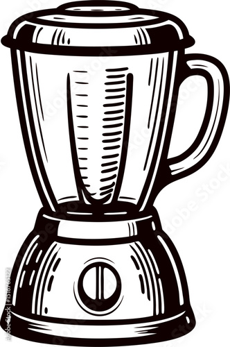 Hand drawn kitchen blender isolated on white background vintage engraved illustration of electric mixer appliance