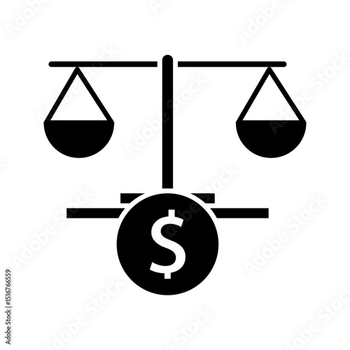 Tax penalty icon. Legal scales with money and percentages. Outline style. Vector. Isolate on white background.