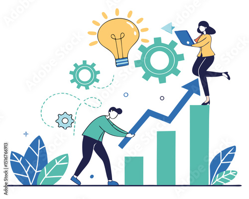 Startup. Vector illustration for web banner, social media banner, business presentation, marketing material. 