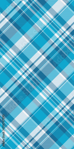 Vibrant diagonal plaid pattern in cool blues and whites.  Perfect for textile design, website backgrounds, or any project needing a fresh, modern aesthetic.