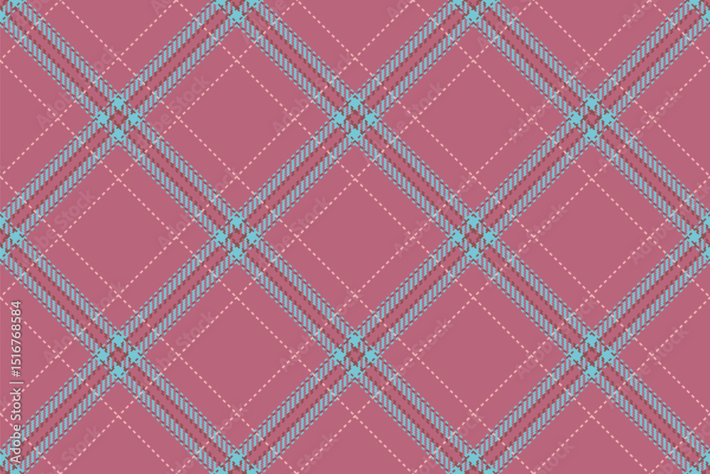 Fototapeta premium Elegant pink and blue plaid pattern. Perfect for textile design, fashion, websites, and branding. This seamless texture evokes a sense of sophistication and classic style.