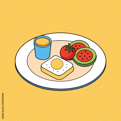 Healthy Breakfast Plate Vector
