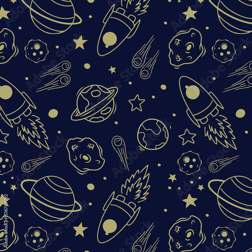 Space seamless pattern print design. Vector illustration design for fashion fabrics, textile graphics, prints.