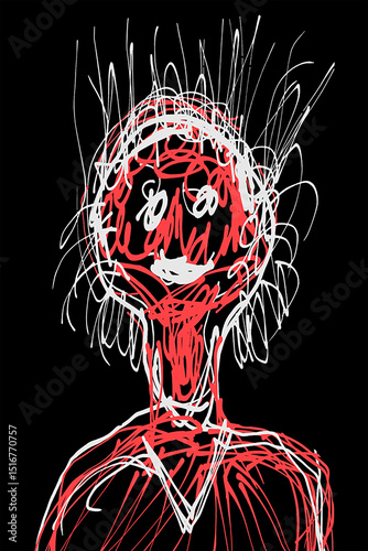 Sketchy hand drawn character illustration