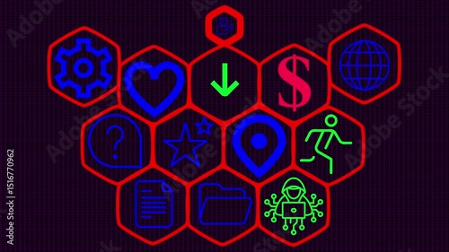 Tax Hexagonal Touch Screen Concept Hexagonal virtual Touch Screen Concept with man touching screen with finger and light streak