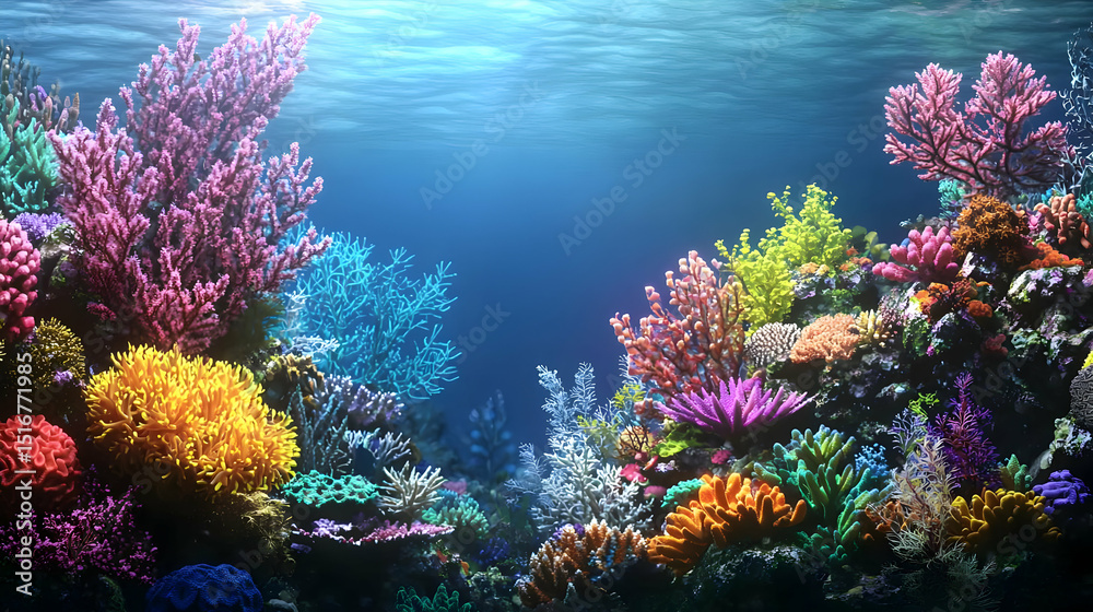Fototapeta premium Vibrant Underwater Coral Reef Scene