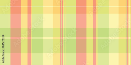 Vibrant pastel plaid pattern in soft orange, yellow, and lime green.  Ideal for backgrounds, textiles, or springsummer designs.  Evokes feelings of freshness, optimism, and gentle energy.