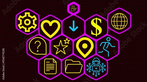 Tax Hexagonal Touch Screen Concept Hexagonal virtual Touch Screen Concept with man touching screen with finger and light streak