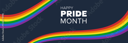 LGBT rainbow flag banner. Pride Month design concept. Gay parade celebration. Vector illustration	