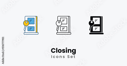 Closing Vector icon set vector stock illustration