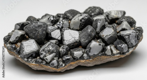Close-up of igneous rock with metallic inclusions