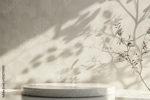 Realistic floral scene 3d, geometric platform design pastel scene for products, aesthetic design