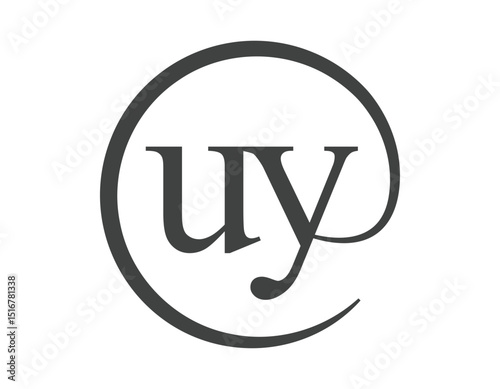 UY logo from two letter with circle shape email sign style. U and Y round logotype of business company