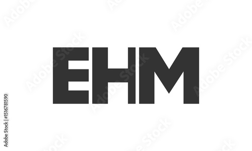 EHM logo design template with strong and modern bold text. Initial based vector logotype featuring simple and minimal typography. Trendy company identity.