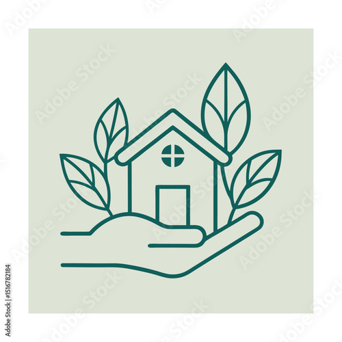 Hand Holding Eco House Outline Design