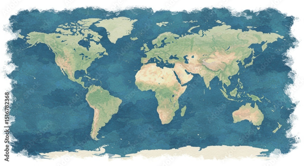 Fototapeta premium Watercolor World Map