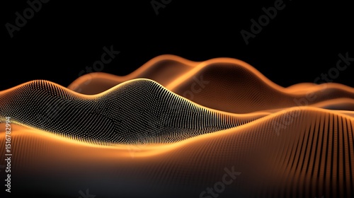 Abstract orange wavy lines on black background (4)