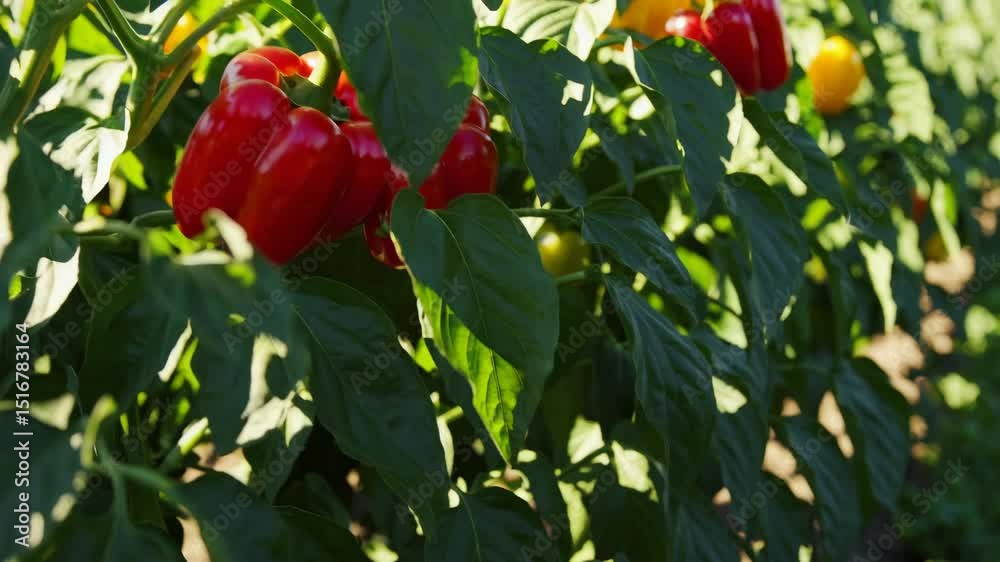 Vibrant Pepper Farm Harvest: A vivid image of red peppers flourishing on a lush pepper farm, basking in the warmth of sunlight. Capturing nature's bounty and the promise of fresh. Vibrant Pepper Farm Harvest: A vivid image of red peppers flourishing on a lush pepper farm, basking in the warmth of sunlight. Capturing nature's bounty and the promise of fresh.