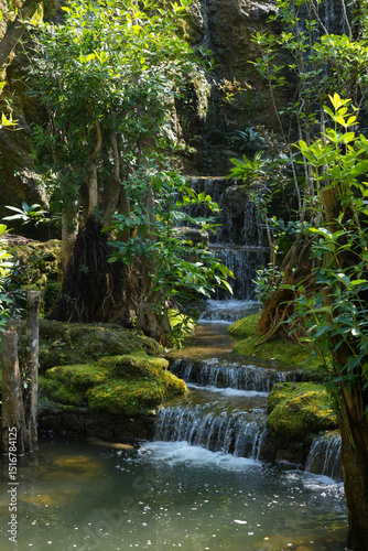 artificial waterfall in the garden