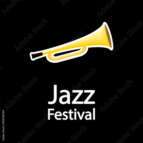 Jazz festival horn, vector art illustration.