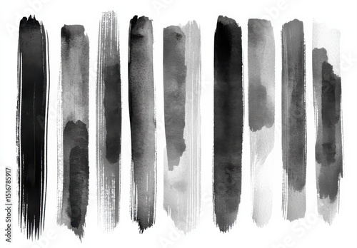 Set of hand-drawn gray watercolor stripe designs