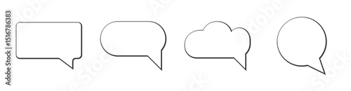 Minimalist Speech Bubbles. A clean set of blank vector chat and thought bubbles. Perfect for web and app design, comics, or adding communication elements to any project. Simple and versatile.