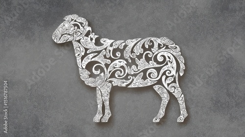 top view abstract sheep on grey background