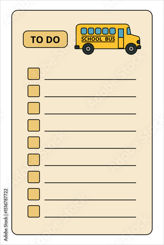 School bus themed kids to-do list template
