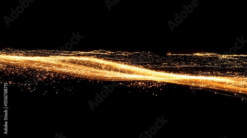 Abstract gold glowing lines on black background