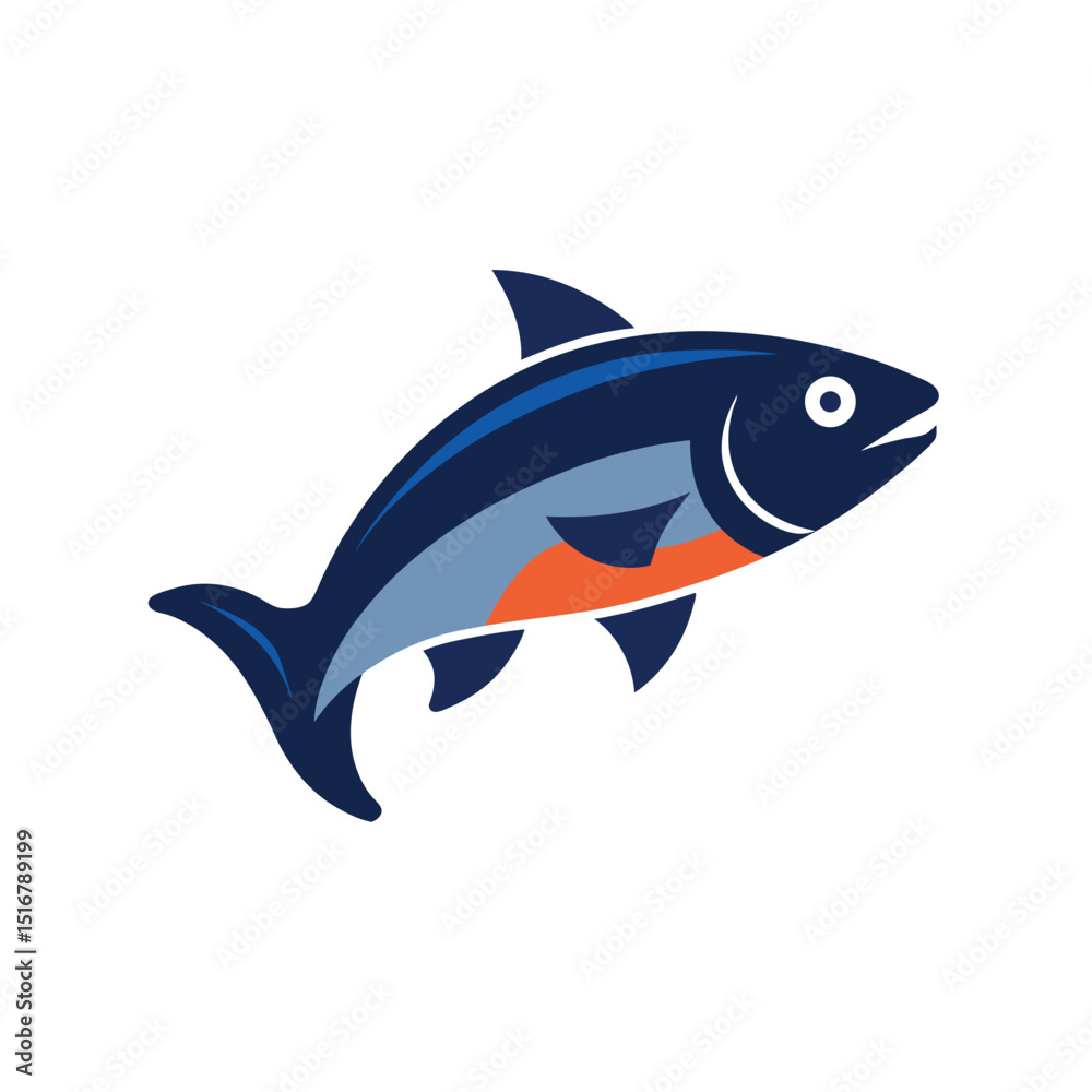 Naklejka premium Salmon fish silhouette on white background