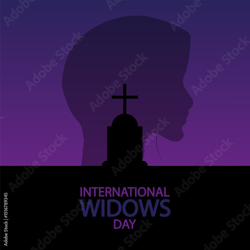 Widows International Day Women Grave, vector art illustration.